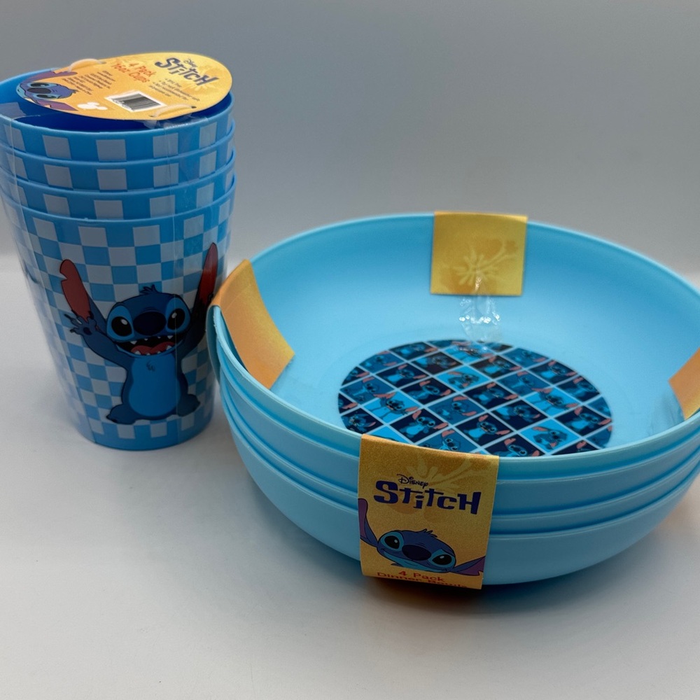 Disney Stitch Kids Dinner Bowls and Cup Set
